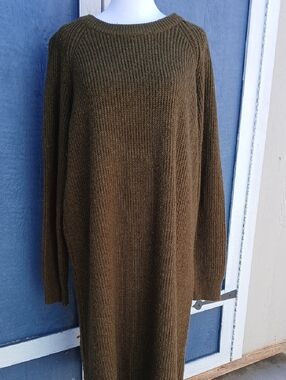 Madewell Olive Ribbed Crewneck Sweater